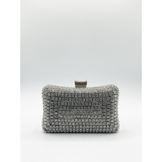 Silver Diamante Clutch Bag