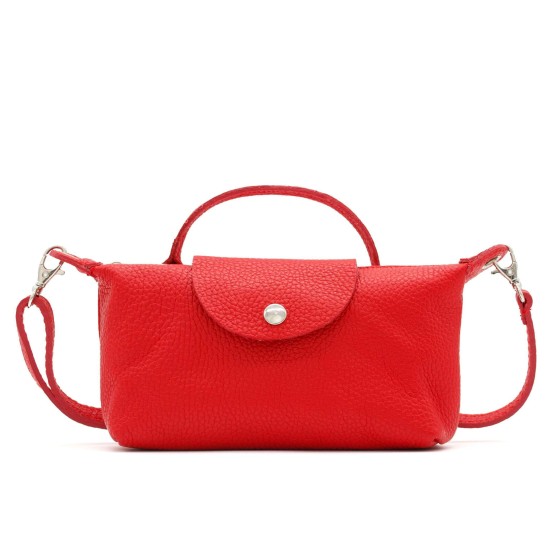 Italian Genuine Leather Mini Top Handle Crossbody Bag With Detachable Strap
