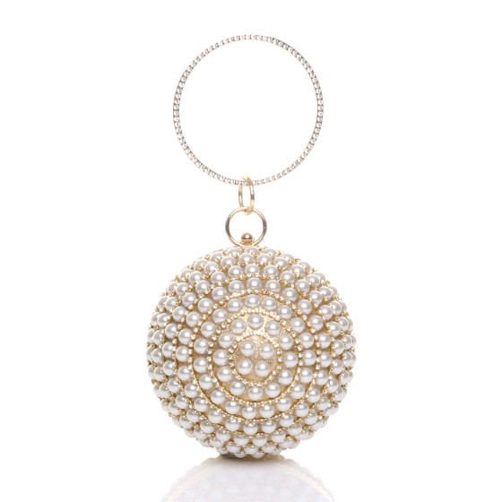 Diamante Pearl Evening Party Spherical Ball Bag