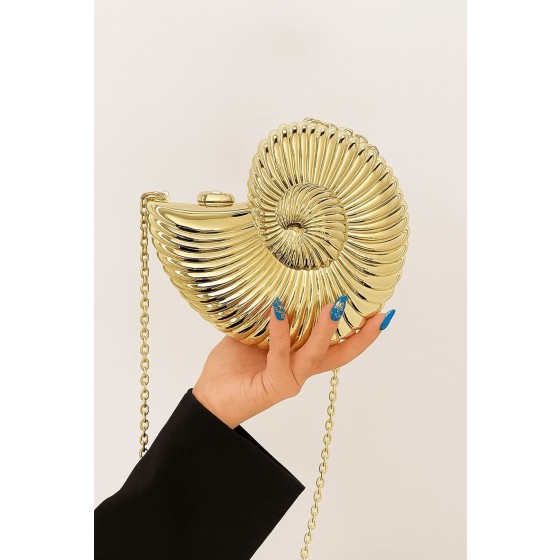 Mirror Shell Snail Conch Shape Evening Prom Party Clutch Handbag Bag