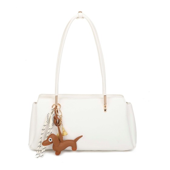 Large Dual Handle Sleek Shoulder Tote Bag with Dog Charm