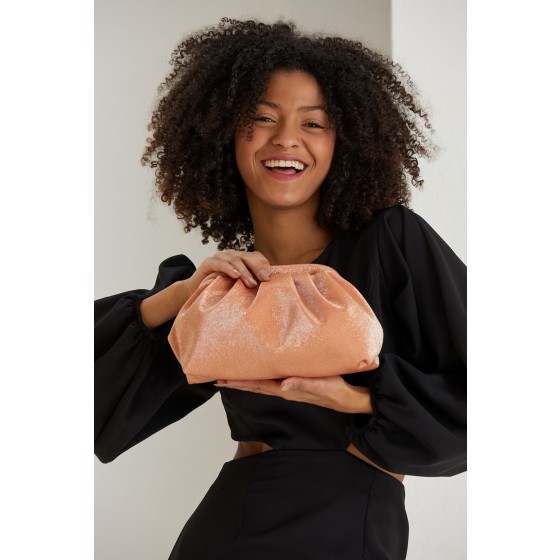 Shimmery Pouch Bag With Detachable Crossbody Strap
