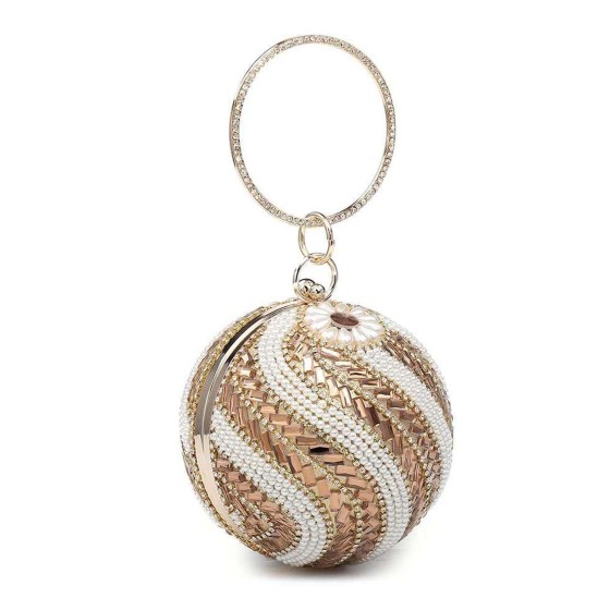 Ball Shape Spiral Crystals Pattern Clutch Bag