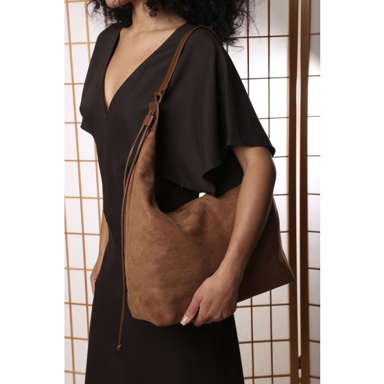 'Elysia' Slouchy Suede Shoulder Bag