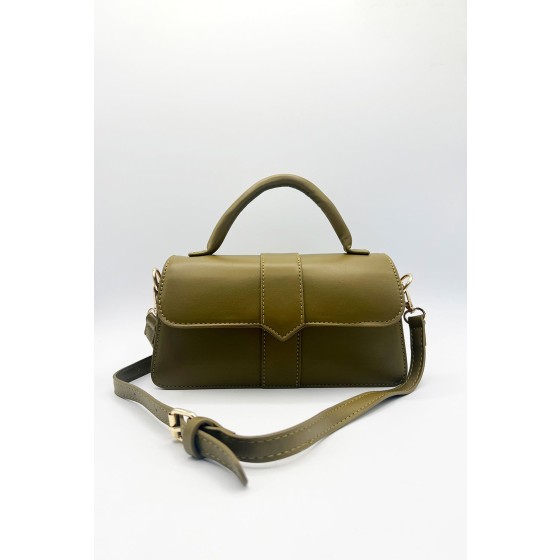Small Crossbody Hard Top Handle Bag in Olive