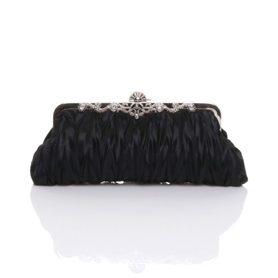 Ruched Satin Evening Clutch Bag