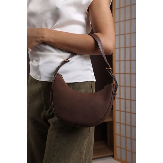 'Pebble' Modern Half Moon Shoulder Bag