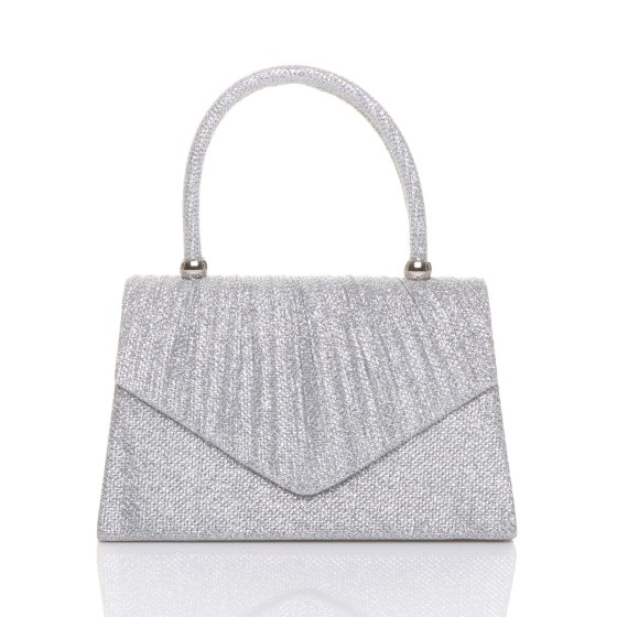 Ruched Glitter Mesh Evening Mini Tote Clutch Bag