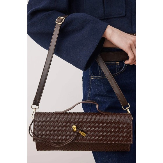Woven Flap Over Cross Body Bag