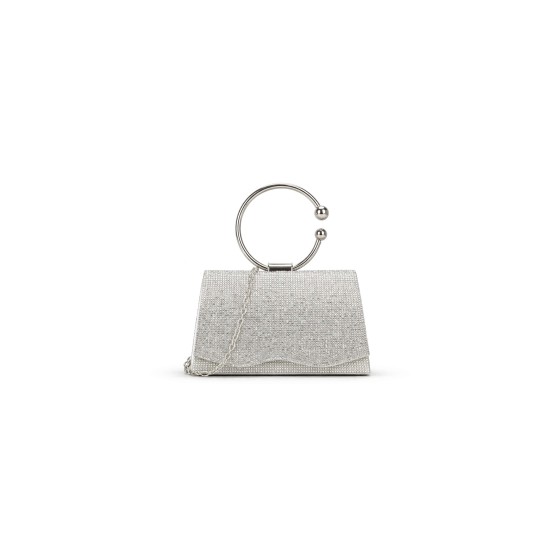 Glitter Raindrop Round Top Handle Clutch Evening Bag