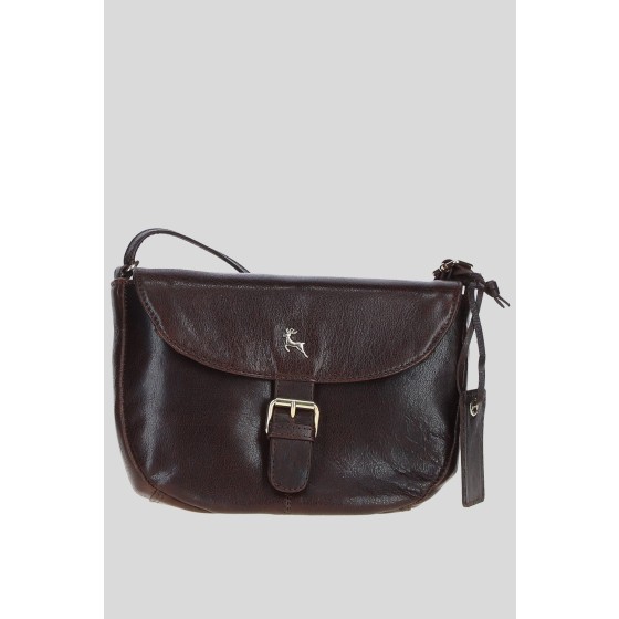 'Violet' Real Leather Flap-Over Crossbody Bag