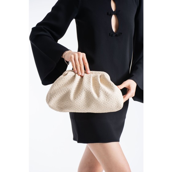 Textured Pu Leather Large  Pouch Bag with Detachable Crossbody Strap