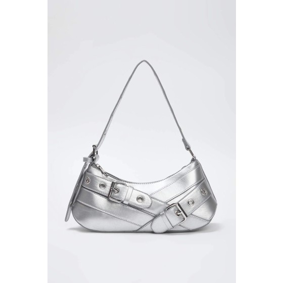 Baguette Shoulder Bag With Belt-Buckle Hardware