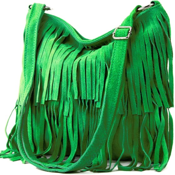 Boho Style Italian Fringed Suede Crossbody Bag