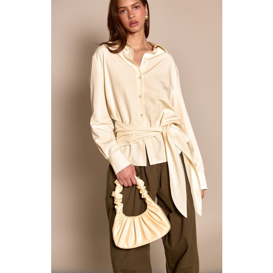 Soft PU Ruched Handle Shoulder Bag