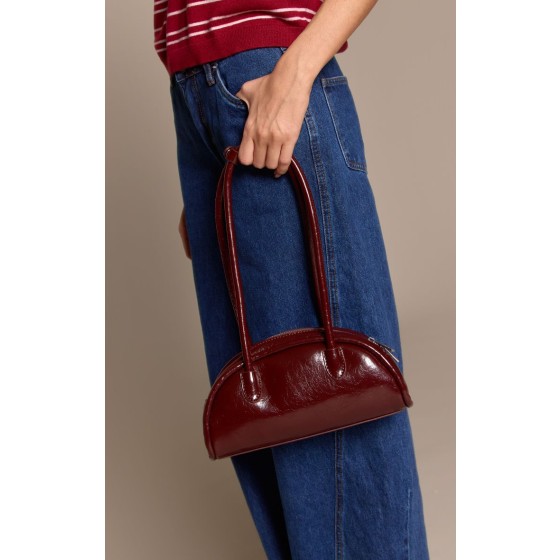 Burnt  Crinkle PU Bowler Shoulder Bag