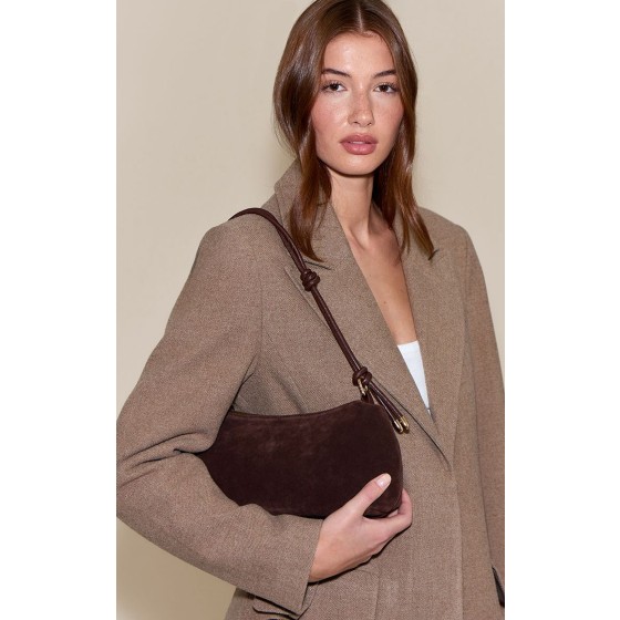 Faux Suede Knot Strap Shoulder Bag