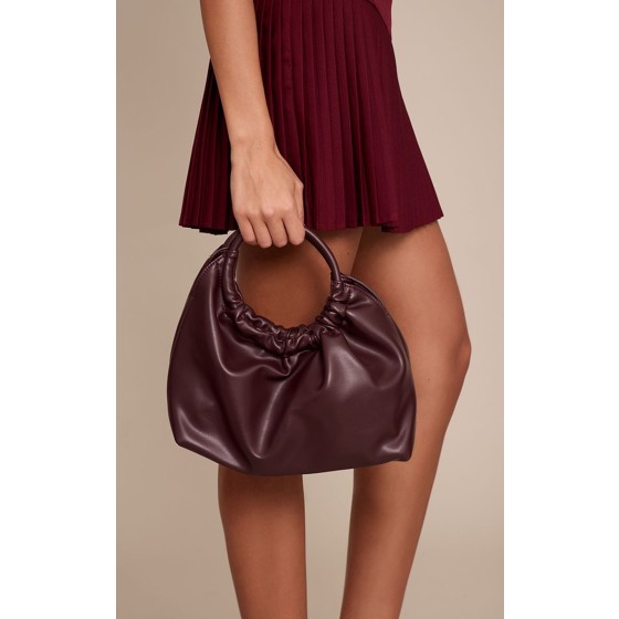 PU Ruched Grab Handle Handbag