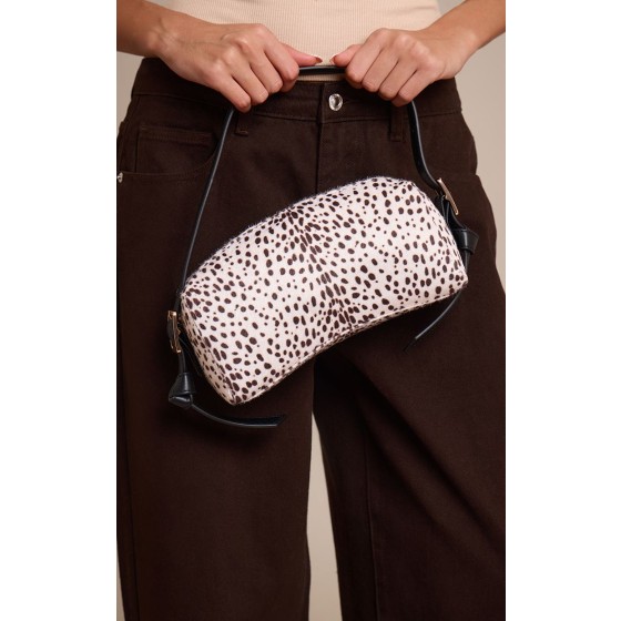 Dalmation Print Pony Hair Baguette Shoulder Bag