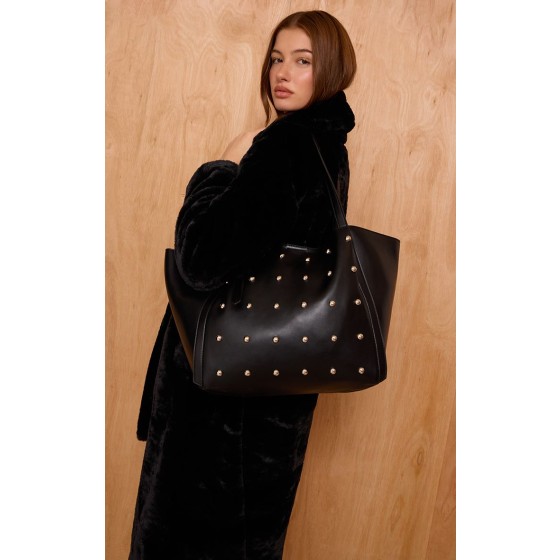 Dome Stud PU Adjustable Strap Tote Bag