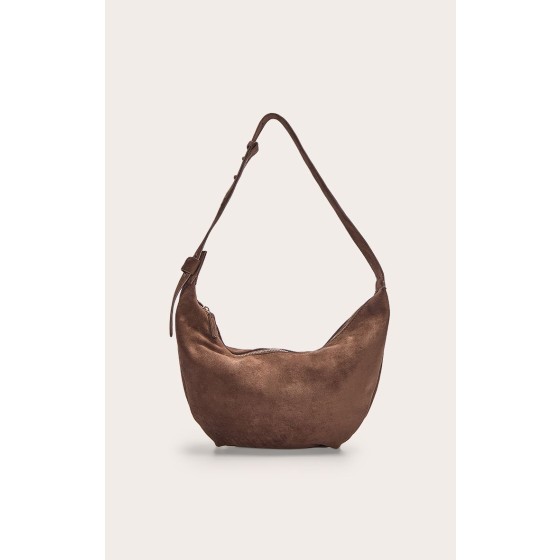 Faux Suede Slouchy Crescent Cross Body Bag