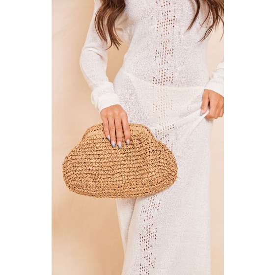 Raffia Slouchy Clutch