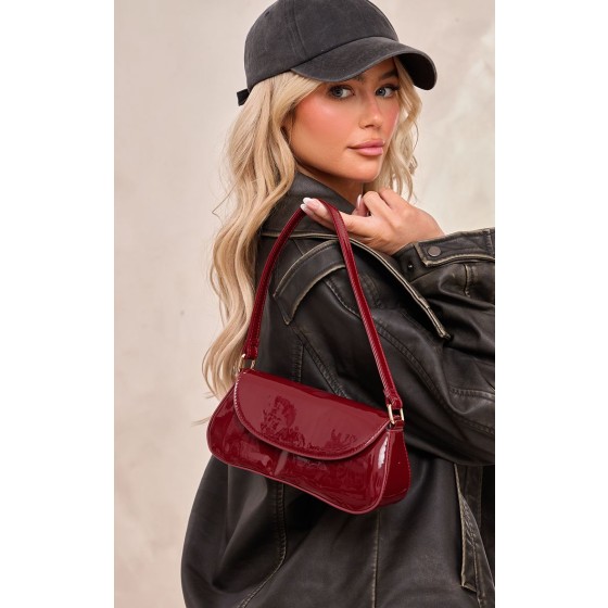 Patent Slim Curved Shoulder Bag