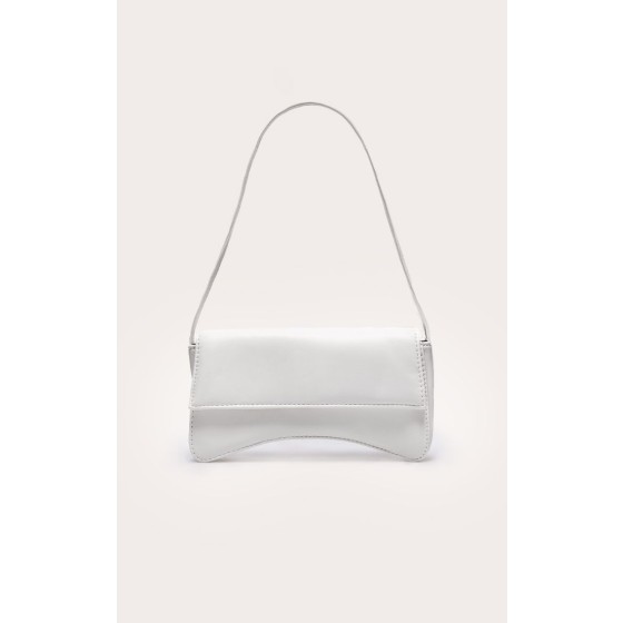 PU Flap Over Baguette Shoulder Bag