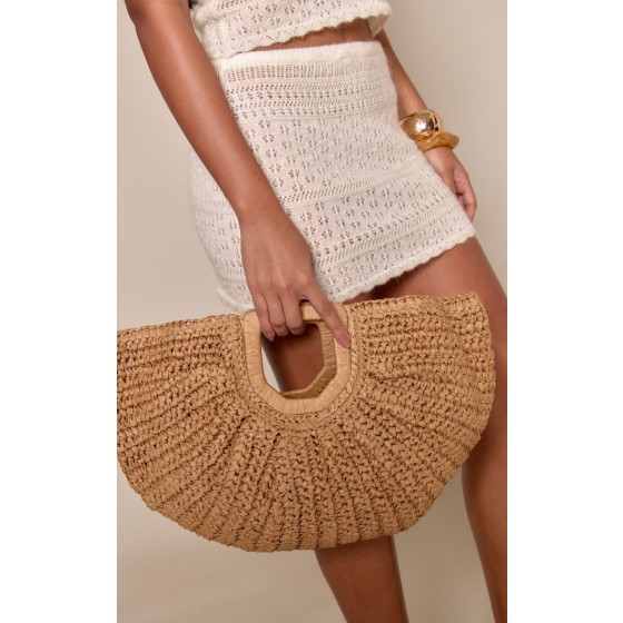 Raffia Rounded Clutch Bag