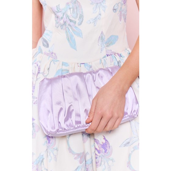 Satin Ruched Gold Hardware Handbag